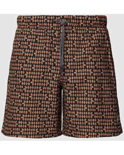 Shiwi Badehose mit floralem Allover-Muster - Braun