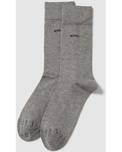 BOSS Socken mit Label-Print im 2er-Pack - Grau