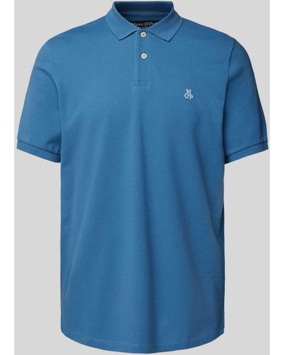 Marc O' Polo Regular Fit Poloshirt Met Labelstitching - Blauw