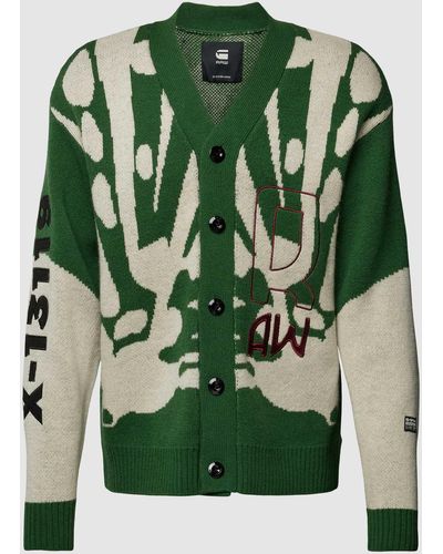 G-Star RAW Cardigan Met Labelstitching - Groen