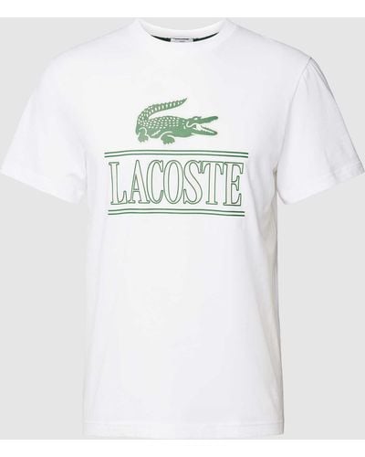 Lacoste T-shirt Met Label- En Logoprint - Wit