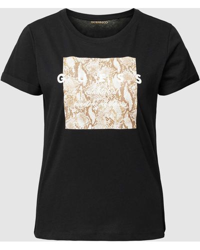 Guess T-Shirt mit Label-Print Modell 'PYTHON' - Schwarz