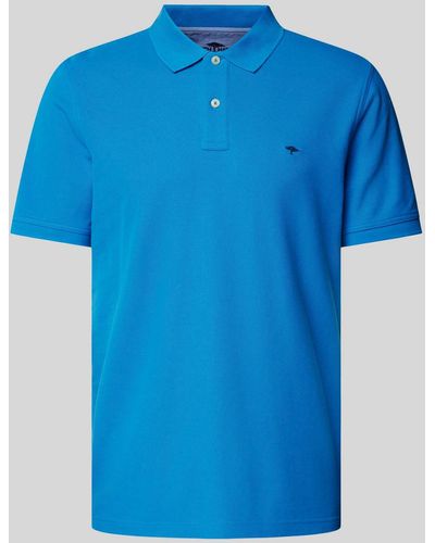 Fynch-Hatton Regular Fit Poloshirt mit Label-Stitching - Blau