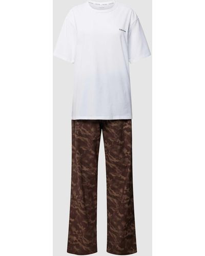 Calvin Klein Pyjama Met Logostitching - Wit