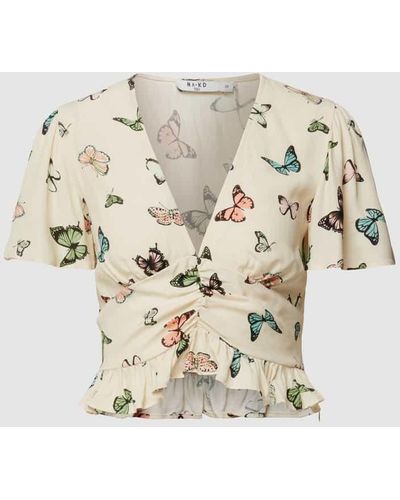 NA-KD Crop Bluse mit Fledermausärmeln - Natur