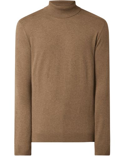 SELECTED Rollkragenpullover aus Baumwolle Modell 'Berg' - Braun