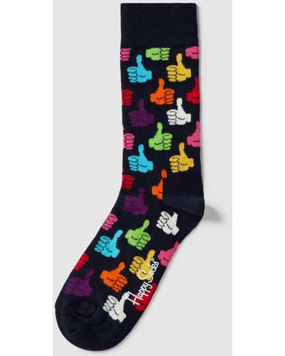 Happy Socks Socken mit Allover-Muster Modell 'THUMBS' - Blau