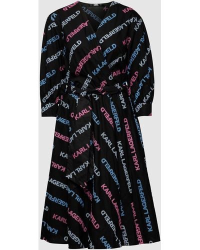 Karl Lagerfeld Midi-jurk Met All-over Logostitching - Zwart