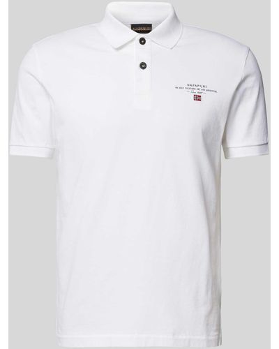 Napapijri Regular Fit Poloshirt mit Label-Print Modell 'elbas' - Weiß