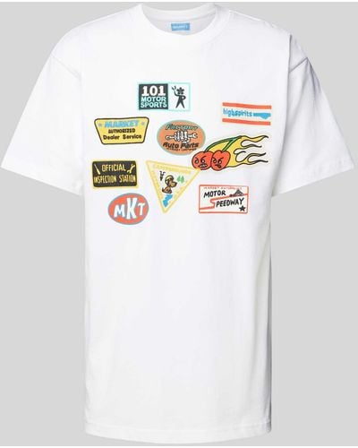 Market T-Shirt mit Rundhalsausschnitt - Weiß