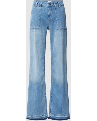 Milano Italy Bootcut Fit Jeans Met Labelpatch En Washed-out-look - Blauw