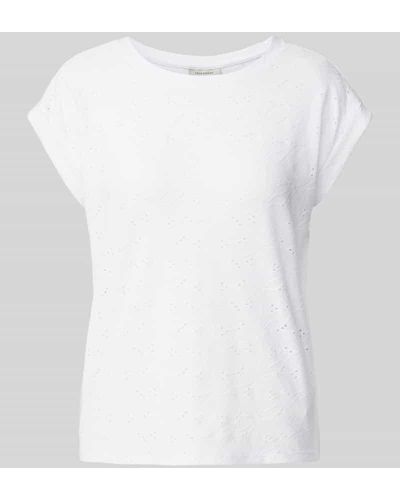 Freequent T-Shirt mit Lochstickerei Modell 'Blond' - Weiß