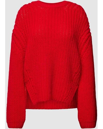 Marc O' Polo Gebreide Pullover Met Zijsplitten - Rood