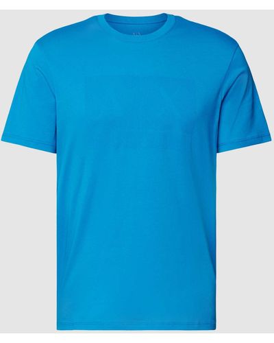 Armani Exchange T-shirt Met Labelprint - Blauw