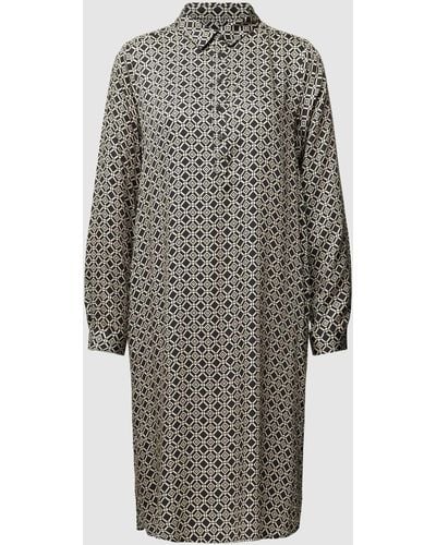 Milano Italy Knielanges Kleid aus Viskose mit Allover-Muster - Grau
