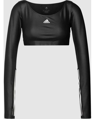 adidas Kort Shirt Met Lange Mouwen En Logo-opschrift - Zwart