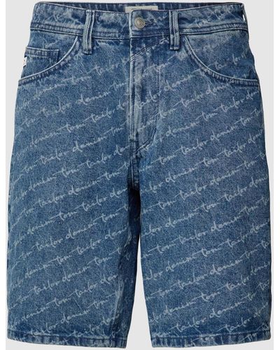Tom Tailor Denim Jeansshorts mit Logo-Muster - Blau