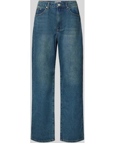 Review Jeans mit weitem Bein im Used-Look - Blau