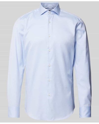 BOSS Slim Fit Business-Hemd mit Haifischkragen Modell 'Hank' - Blau