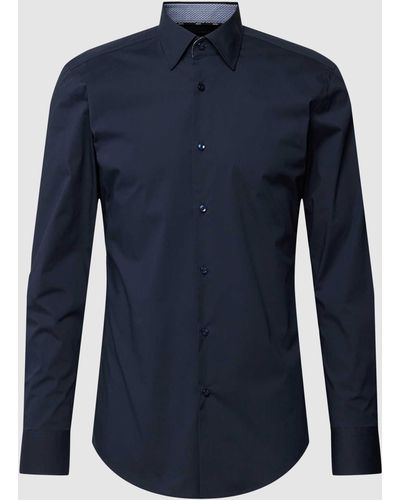 BOSS Slim Fit Business-Hemd mit Kentkragen Modell 'Hank' - Blau