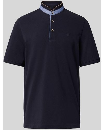 Bugatti Poloshirt Met Opstaande Kraag - Blauw