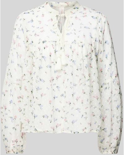 ONLY Bluse mit Schlüsselloch-Ausschnitt Modell 'AIDA ELISA' - Weiß