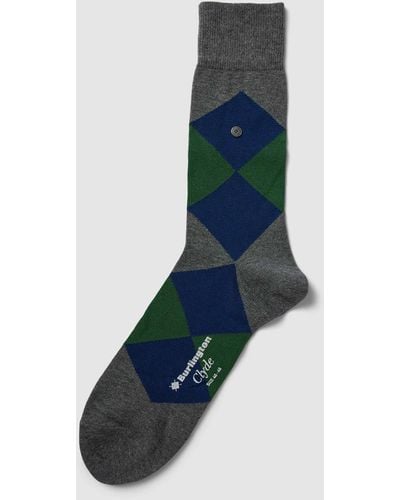 Burlington Socken mit Allover-Muster Modell 'Clyde' - Blau