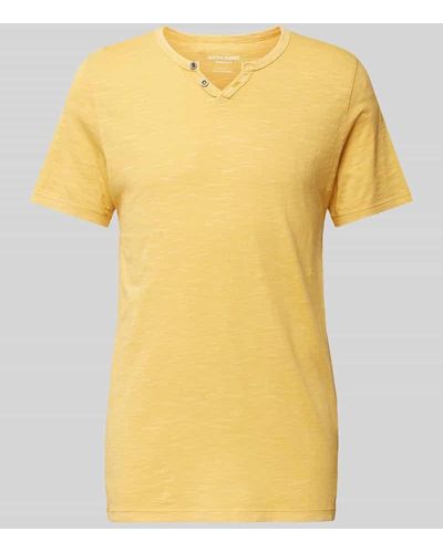 Jack & Jones T-Shirt mit V-Ausschnitt Modell 'SPLIT' - Gelb