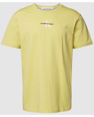 Calvin Klein Regular Fit T-Shirt mit Label-Detail - Gelb