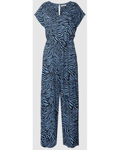 B.Young Jumpsuit aus reiner Viskose mit Animal-Print Modell 'Joella' - Blau