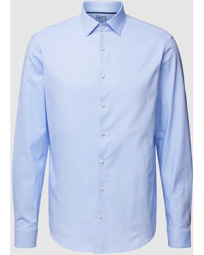 Jake*s Regular Fit Business-Hemd mit Kentkragen - Blau