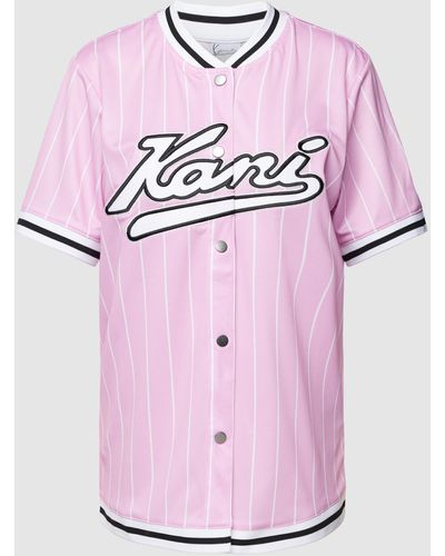 Karlkani T-Shirt mit Knopfleiste - Pink