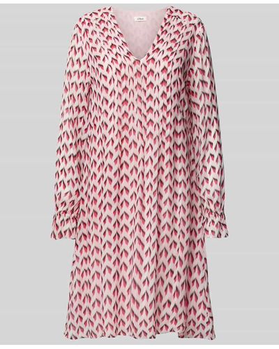 S.oliver Knielanges Kleid mit Allover-Muster - Pink