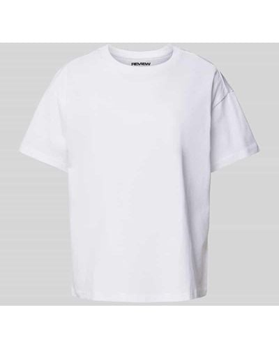 Review T-Shirt mit überschnittenen Schultern - Weiß