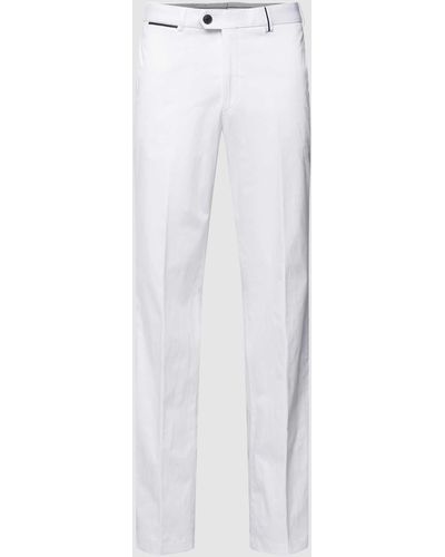 Hiltl Slim Fit Hose mit Bügelfalten Modell 'PEAKER' - Weiß