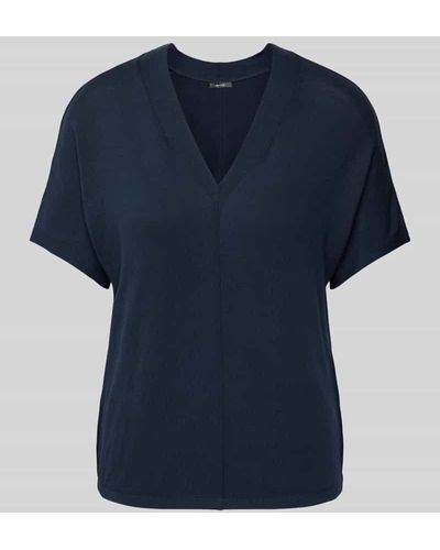 Opus T-Shirt mit V-Ausschnitt Modell 'Sagie' - Blau