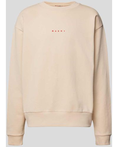 Marni Oversized Sweatshirt mit Label-Print - Natur