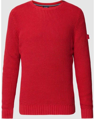 JOOP! Jeans Strickpullover mit Label-Detail Modell 'Hadriano' - Rot