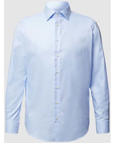 Christian Berg Men Regular Fit Business-Hemd aus Twill - Blau