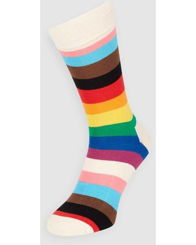 Happy Socks Socken mit Kontraststreifen Modell 'Pride Stripe' - Weiß