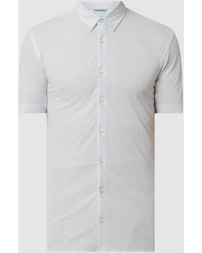 Pierre Cardin Slim Fit Business-Hemd aus Piqué mit kurzem Arm - 'Futureflex' - Weiß