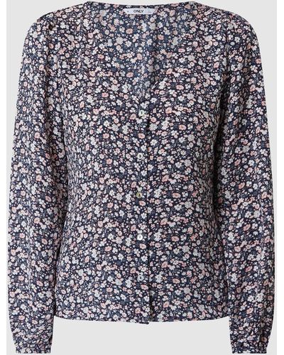 ONLY Bluse mit Allover-Muster Modell 'Sonja' - Blau