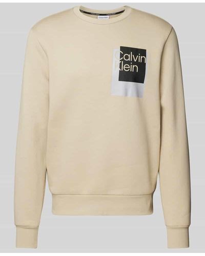 Calvin Klein Sweatshirt mit Label-Print Modell 'OVERLAY BOX' - Natur