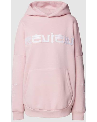 Review Oversized Hoodie mit Label-Stitching - Pink