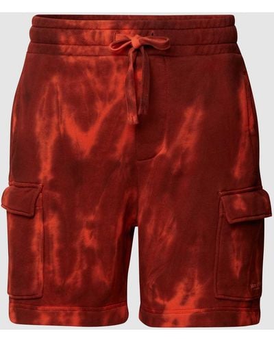 Marc O' Polo Sweatshorts mit Batik-Look - Rot