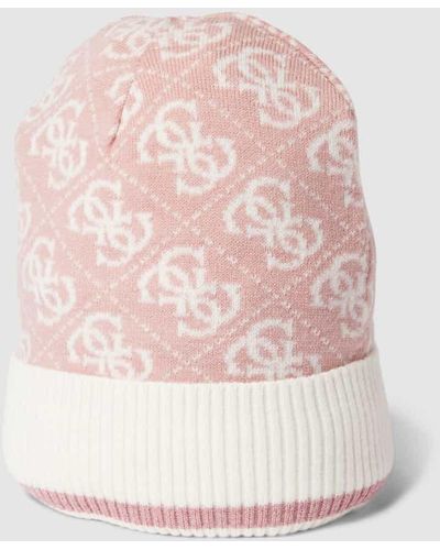 Guess Beanie mit Allover-Logo-Muster - Pink