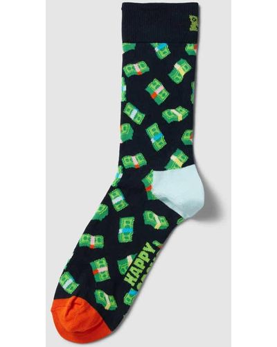 Happy Socks Socken mit Allover-Muster Modell 'Money Money' - Grün