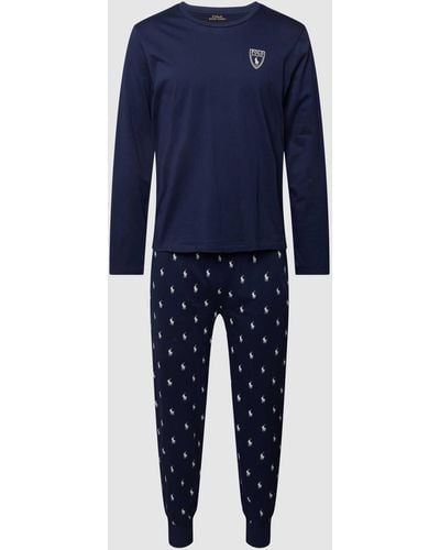 Polo Ralph Lauren Pyjama mit Label-Details - Blau