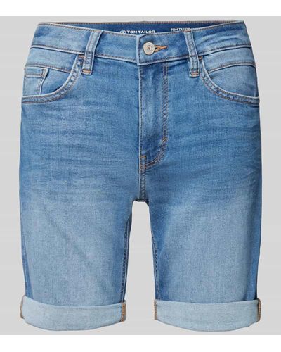 Tom Tailor Slim Fit Jeansbermudas im 5-Pocket-Design - Blau