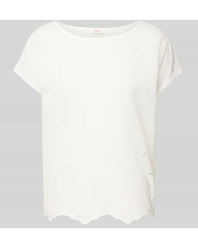 S.oliver T-Shirt mit Lochstickerei - Weiß